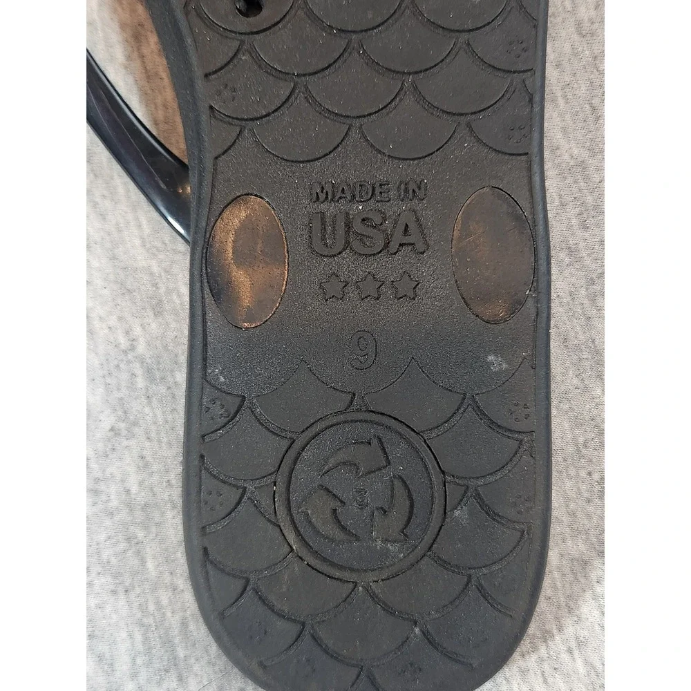 Okabashi Flip Flop Sandals Womens Size 9 Black Good Minimalist Thong Made in USA